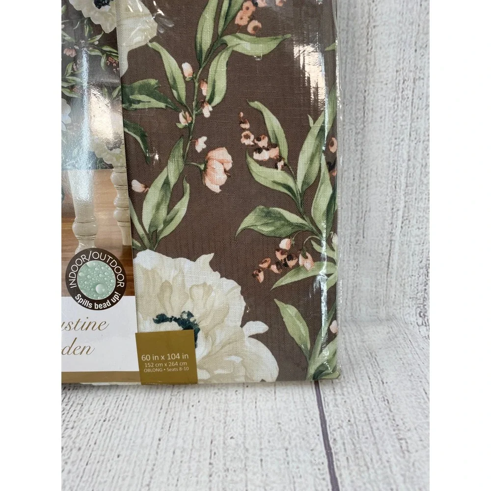 Colordrift Tablecloth Augustine Garden 60x104 Brown Floral Indoor Outdoor Oblong